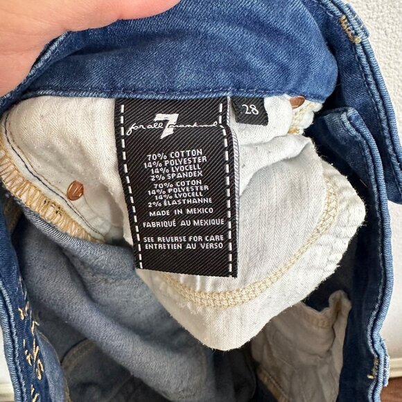 7 for All Mankind High Waist Ankle Skinny Jeans Size 28 Released Hem Side Splits - Picture 8 of 10